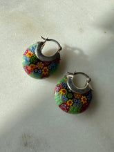 Load image into Gallery viewer, Millefiori Sterling Silver Hoop Earrings
