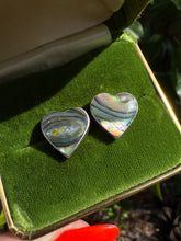 Load image into Gallery viewer, Abalone Shell Sterling Silver Push Back Heart Earrings
