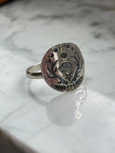 Load image into Gallery viewer, Celestial Evil Eye Sterling Silver Ring Size 12.25
