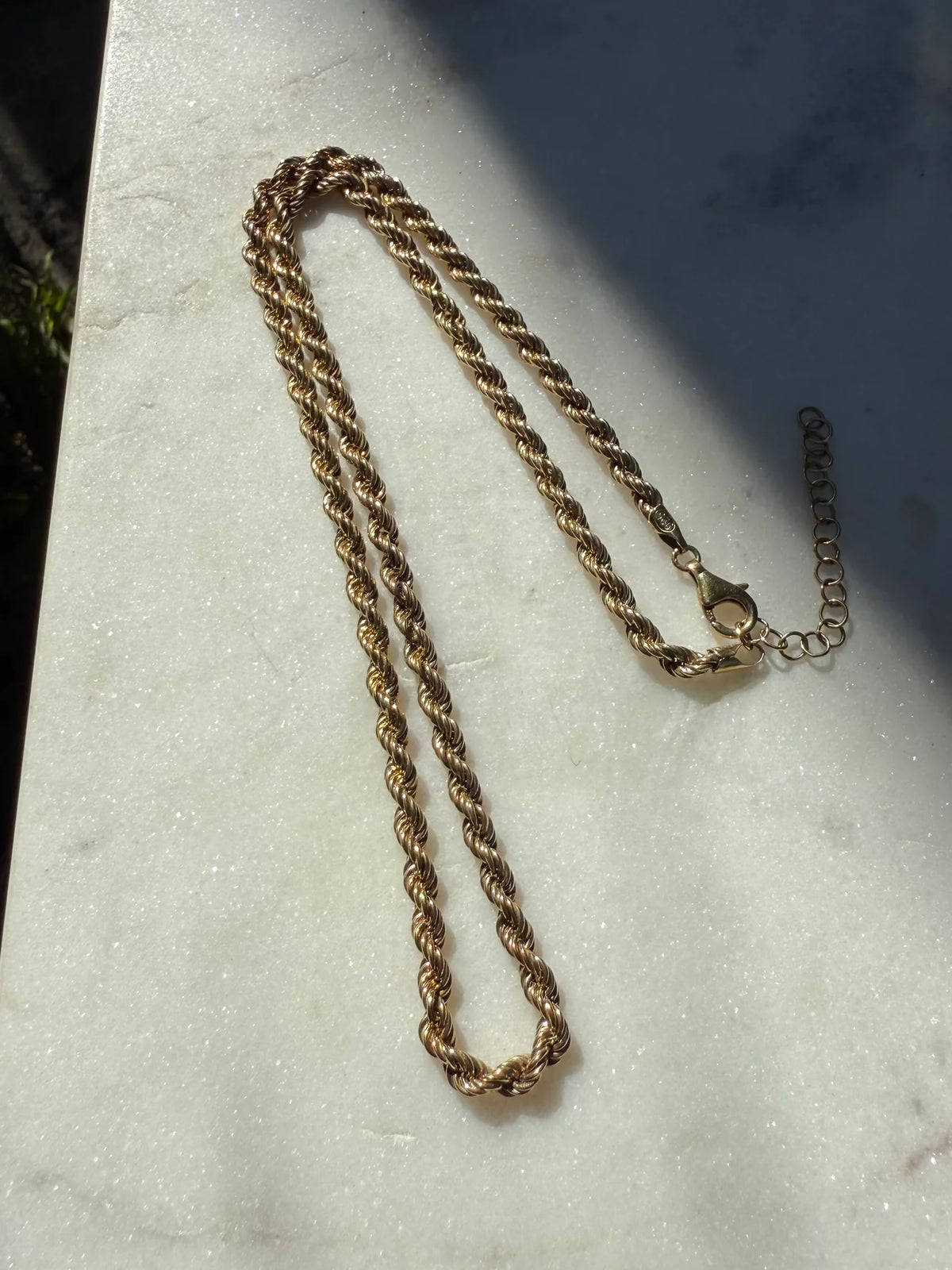 Gold Vermeil Rope Chain Necklace 20”-22”