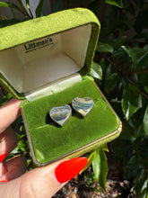 Load image into Gallery viewer, Abalone Shell Sterling Silver Push Back Heart Earrings
