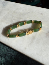 Load image into Gallery viewer, Green Jade Gold Vermeil Bracelet

