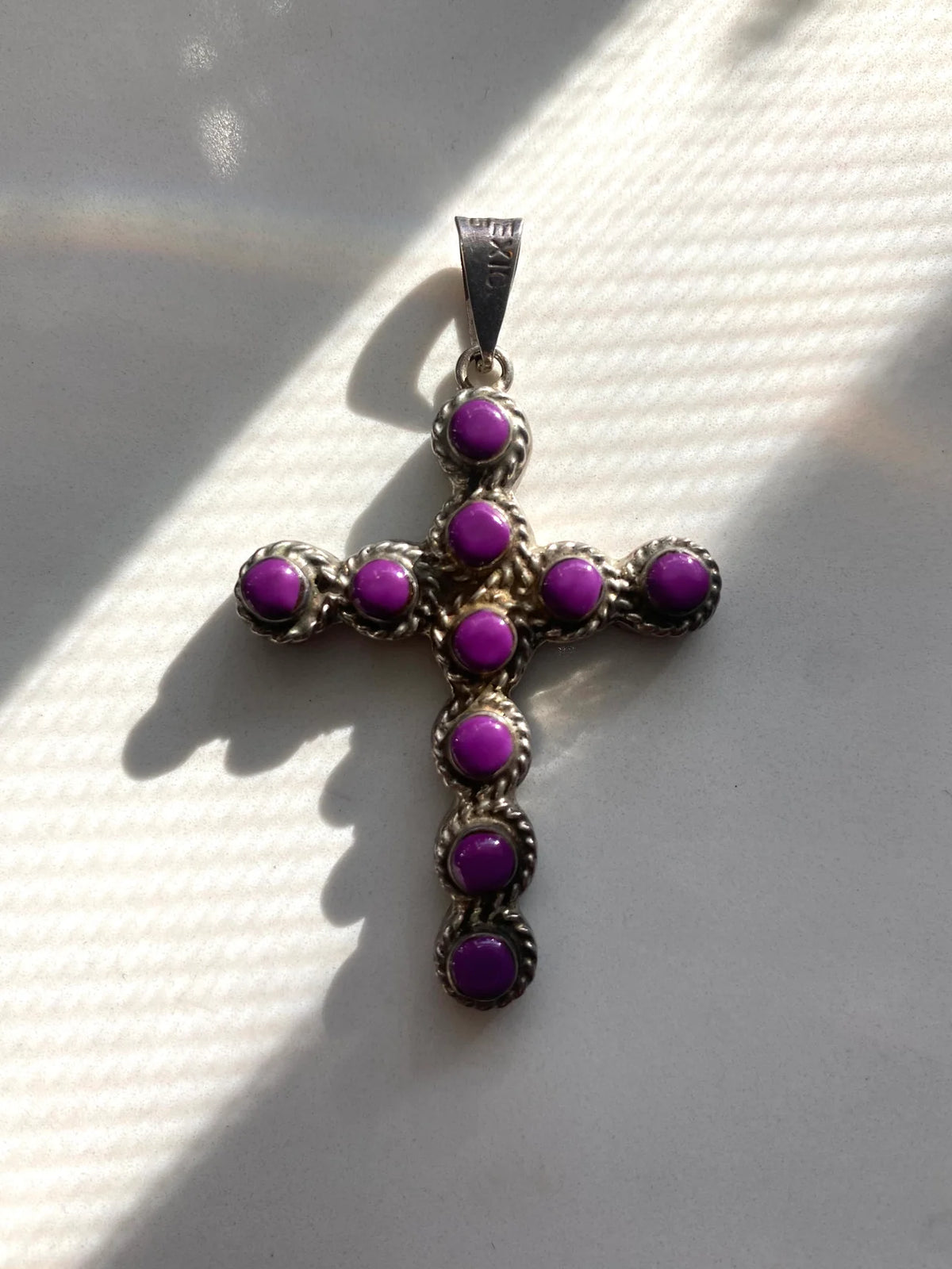 Purple Navajo Sterling Silver Cross Pendant