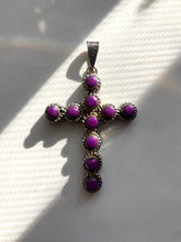 Load image into Gallery viewer, Purple Navajo Sterling Silver Cross Pendant
