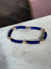 Load image into Gallery viewer, Lapis 14k Yellow Gold Bracelet 7.25”
