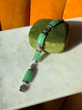 Load image into Gallery viewer, Jade Sterling Silver Bracelet 7.25”
