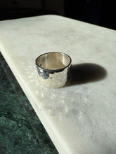 Load image into Gallery viewer, Hammered Solid Sterling Silver Cigar Band Ring Size 9.75
