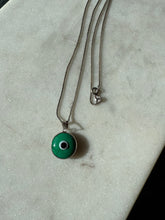 Load image into Gallery viewer, Green Evil Eye Protection Sterling Silver Necklace 17”
