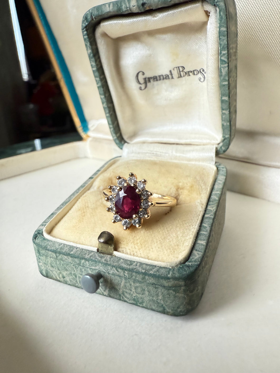 Natural Ruby & Diamond 14k Yellow Gold Ring Size 5