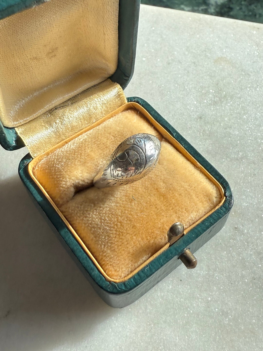 Vintage Etched Sterling Silver Mini Dome Ring Size 5.25