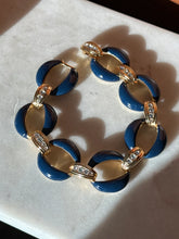 Load image into Gallery viewer, Jacqueline Kennedy Gold Plated Blue Enamel Bracelet 8.5”
