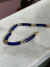 Load image into Gallery viewer, Lapis 14k Yellow Gold Bracelet 7.25”
