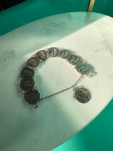 Load image into Gallery viewer, Vintage 1930s-1940s Sterling Silver Coin Bracelet 7”
