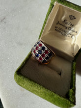 Load image into Gallery viewer, Gold Vermeil Red Blue Stone Ring Size 9.25
