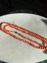 Load image into Gallery viewer, Angel Skin Coral 14k Yellow Gold Necklace 29”
