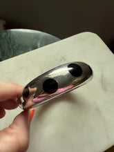 Load image into Gallery viewer, Mexico Modernist Black Onyx Inlay Solid Sterling Bangle Bracelet 6.75”
