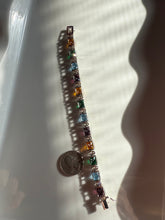 Load image into Gallery viewer, Multicolor Gemstone Sterling Silver Bracelet 7.25”
