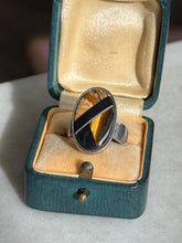 Load image into Gallery viewer, Black Onyx &amp; Tigers Eye Inlay Sterling Silver Ring Size 7
