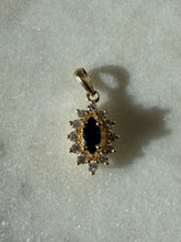 Load image into Gallery viewer, Vintage Blue Sapphire &amp; Diamond 14k Gold Halo Charm
