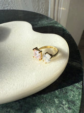 Load image into Gallery viewer, Pink &amp; White CZ Gold Vermeil Toi Et Moi Ring Size 6.25
