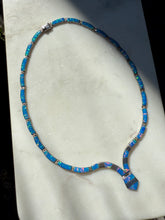 Load image into Gallery viewer, Simulated Opal Inlay Sterling Silver Necklace 14.5”
