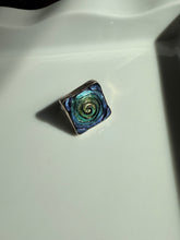 Load image into Gallery viewer, Art Glass Chunky Square Sterling Silver Ring Size 8.25
