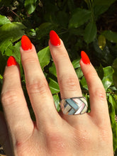 Load image into Gallery viewer, Multistone Inlay Dome Ring Sterling Silver Size 7
