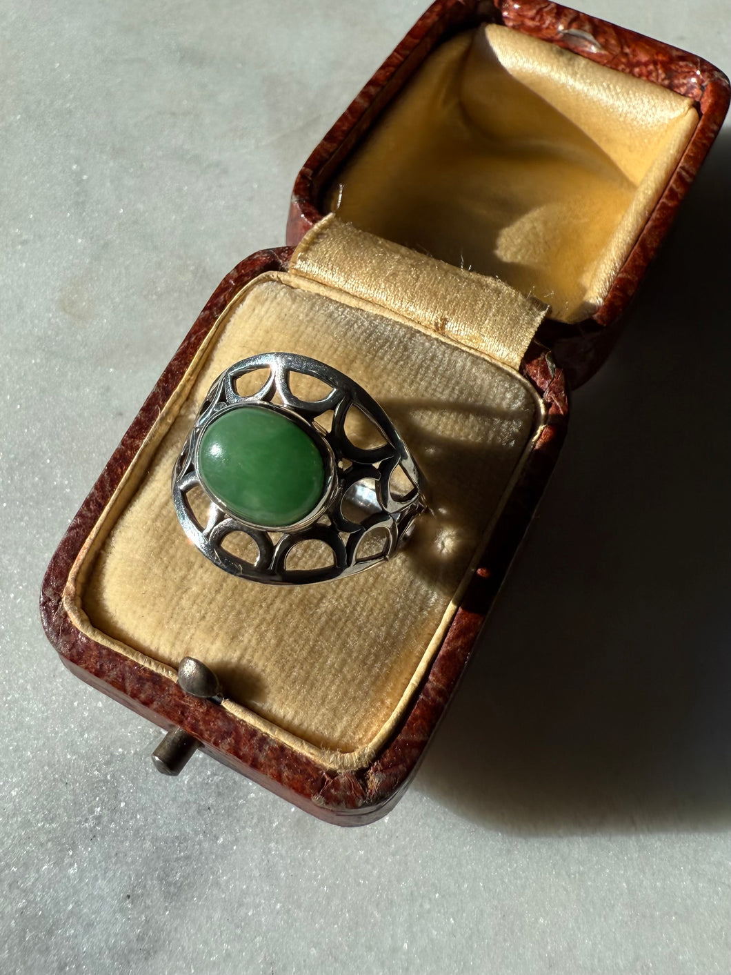 Green Sterling Silver Ring Size 10.5