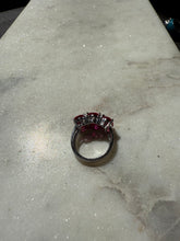Load image into Gallery viewer, Lab Grown Ruby Rhodium Sterling Silver Ring Size 4
