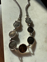 Load image into Gallery viewer, Vintage Sterling Silver Coin Necklace 16”
