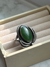 Load image into Gallery viewer, Vintage Jade Sterling Silver Ring Size 8.75
