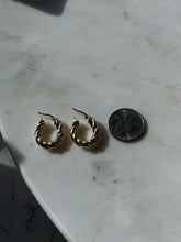 Load image into Gallery viewer, Italian Vintage Twisted 14k Yellow Gold Hoops
