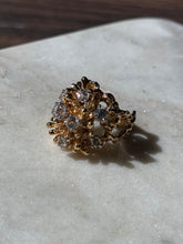 Load image into Gallery viewer, Brutalist Chunky CZ Gold Vermeil Ring Size 7
