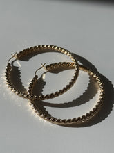 Load image into Gallery viewer, Textured 14k Yellow Gold Large Hoops 2.20”
