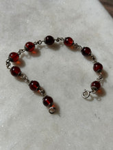 Load image into Gallery viewer, Red Bead Sterling Silver Bracelet 7.5”
