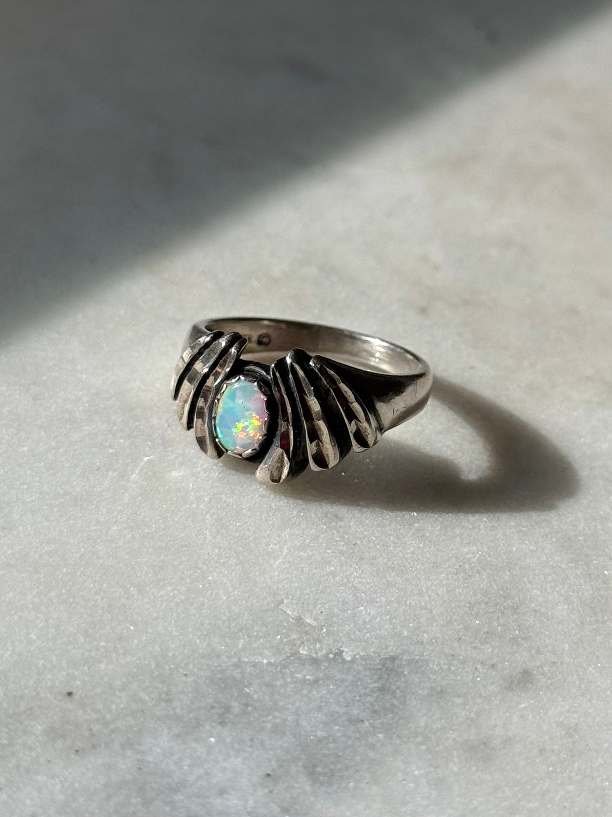 Vintage Opal Sterling Silver Ring Size 8