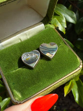 Load image into Gallery viewer, Abalone Shell Sterling Silver Push Back Heart Earrings

