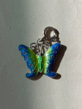 Load image into Gallery viewer, Enamel Butterfly Sterling Silver Charm w/ Spring Ring Clasp
