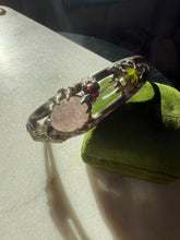 Load image into Gallery viewer, Chunky Rose Quartz Sterling Silver Cuff Bracelet 6.25”
