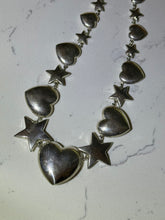 Load image into Gallery viewer, Chunky Vintage Mexican Sterling Silver Heart &amp; Star Necklace
