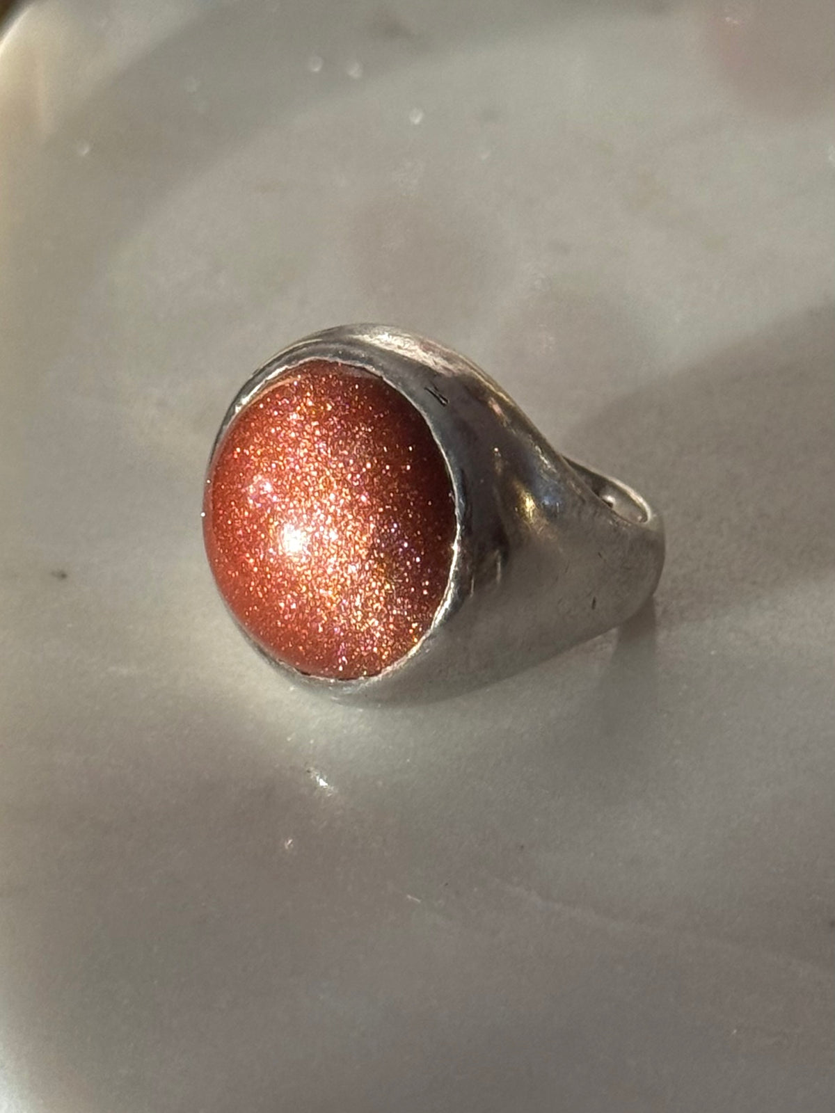 Vintage Goldstone Sterling Silver Ring Size 7.5