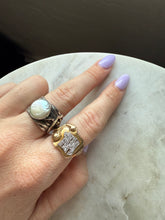 Load image into Gallery viewer, Mother of Pearl Brutalist Sterling Silver Ring
