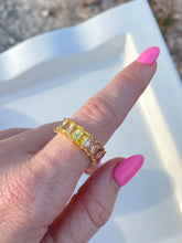 Load image into Gallery viewer, Rainbow Emerald Cut Gold Vermeil Ring
