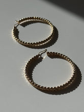 Load image into Gallery viewer, Textured 14k Yellow Gold Large Hoops 2.20”
