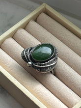 Load image into Gallery viewer, Vintage Jade Sterling Silver Ring Size 8.75
