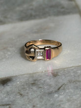 Load image into Gallery viewer, 1940s Buckle Diamond &amp; Synthetic Spinel Ring
