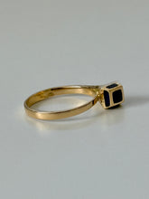 Load image into Gallery viewer, Vintage Modernist Blue Enamel 18k Gold Ring Size 7
