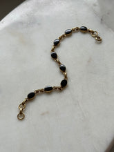 Load image into Gallery viewer, Midcentury Black Onyx Gold Fill Bracelet 7.5”
