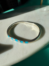 Load image into Gallery viewer, Vintage Mexico Turquoise Inlay Sterling Silver Cuff Bracelet 7”
