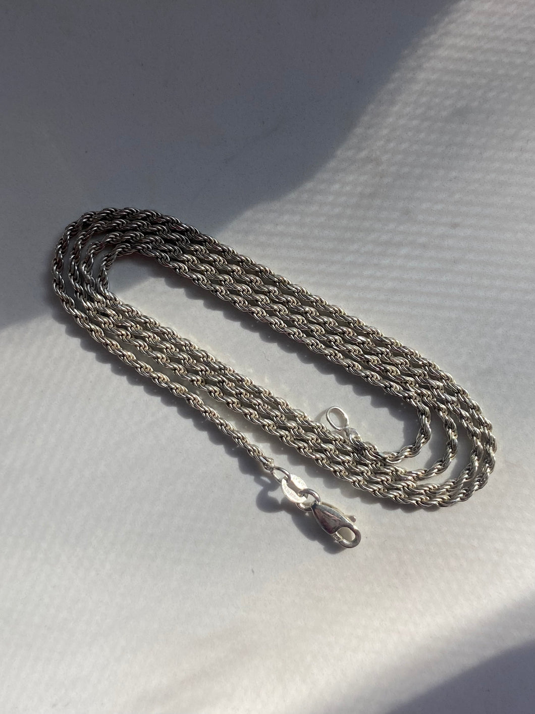 Rope Chain Vintage Sterling Silver Necklace